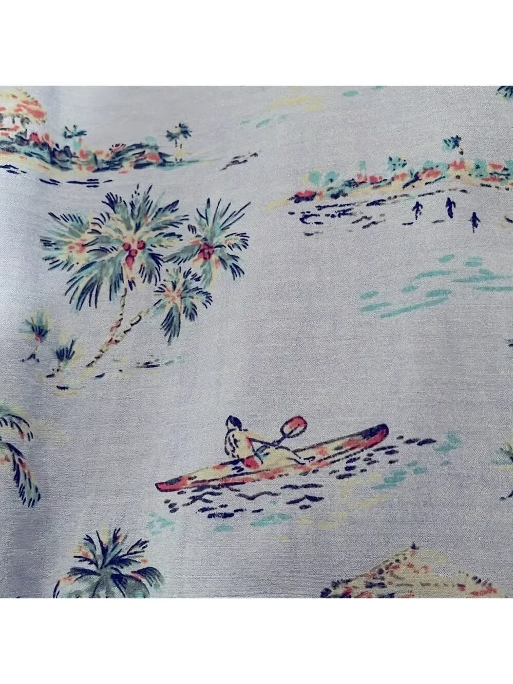 J.Crew Men’s Retro Hawaiian Print Short Sleeve Button Up Casual Shirt SZ XL Blue